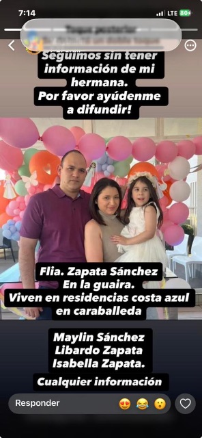 Foto de Mailyn Sánchez y familia